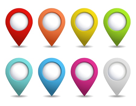 set of colorful map pointersのイラスト素材
