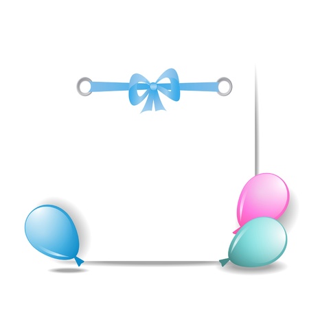 a sheet of paper with a ribbon and balloonsのイラスト素材