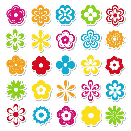 set of flower stickersのイラスト素材
