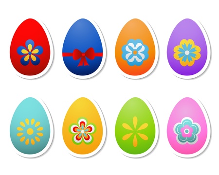 egg stickers with flowersのイラスト素材