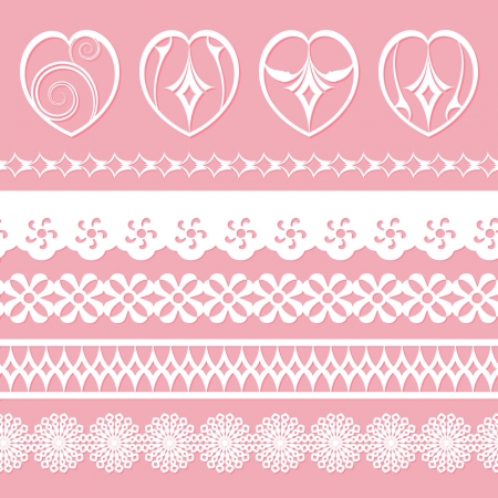 set of laces and hearts for scrapbooksのイラスト素材