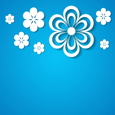 blue background with a border of paper flowersのイラスト素材