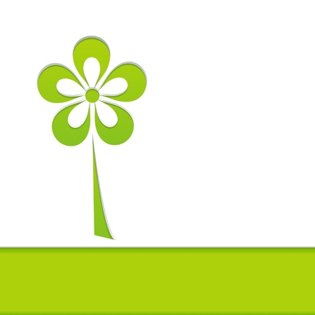 greeting card with a green flowerのイラスト素材