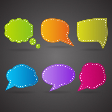 colorful speech bubbles on the black backgroundのイラスト素材