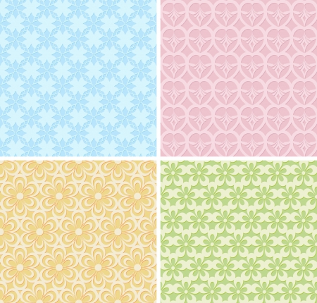 4 lacy seamless patternsのイラスト素材