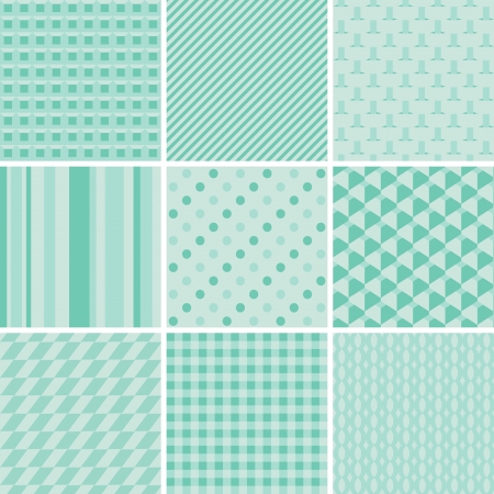 set of 9 blue seamless patterns のイラスト素材