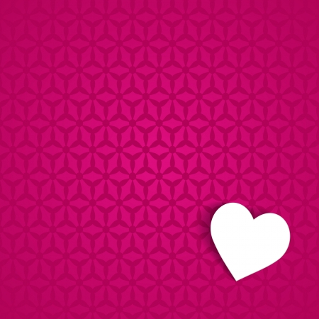 pink background with a pattern and a paper heartのイラスト素材