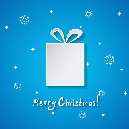 Blue Christmas card with a paper giftのイラスト素材