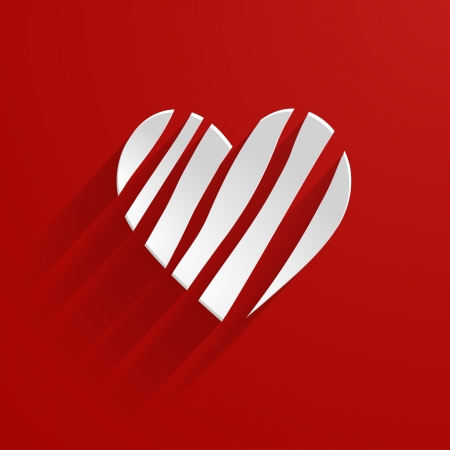 paper heart on the red backgroundのイラスト素材