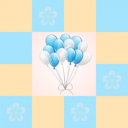 baby card with balloons and flowers for a boyのイラスト素材