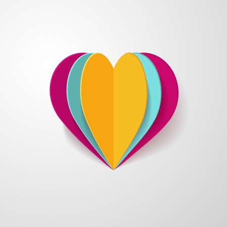 3d paper heartのイラスト素材