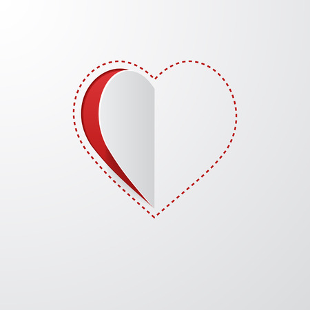 white background with a cut heartのイラスト素材
