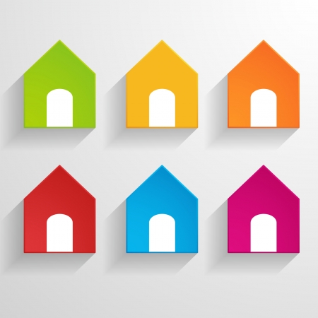 bright paper house iconsのイラスト素材