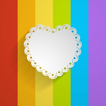 white lacy heart on the rainbow backgroundのイラスト素材