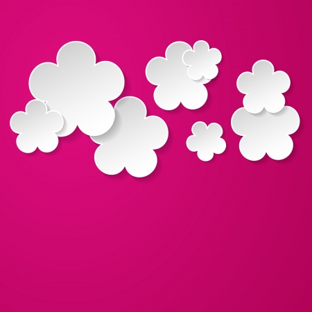 pink background with paper flowersのイラスト素材