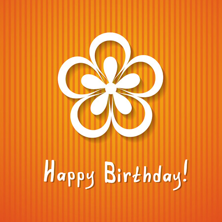 orange birthday card with a flowerのイラスト素材