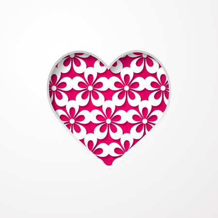 pink heart with a floral patternのイラスト素材