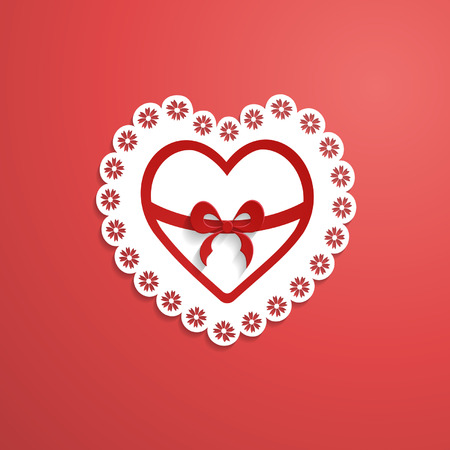 red background with a lacy heartのイラスト素材