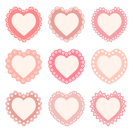 set of heart shaped framesのイラスト素材