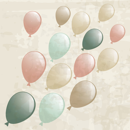 holiday card with flying balloonsのイラスト素材