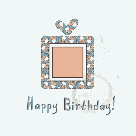 vintage birthday greeting card with a gift boxのイラスト素材