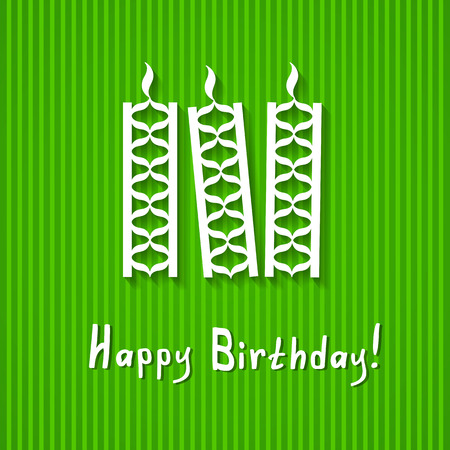 striped green birthday card with paper candlesのイラスト素材