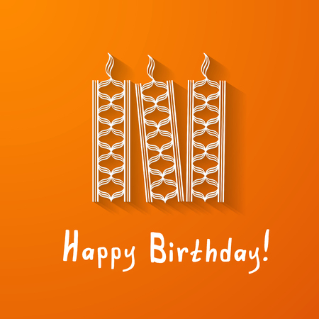 orange birthday card with stylized paper candlesのイラスト素材