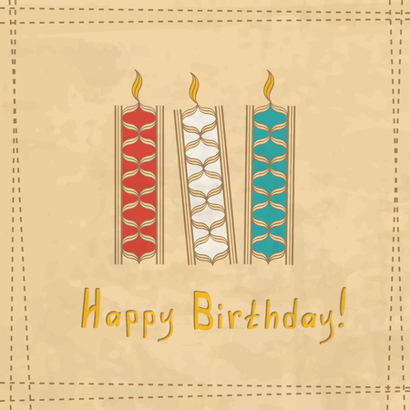 vintage birthday card with stylized candlesのイラスト素材