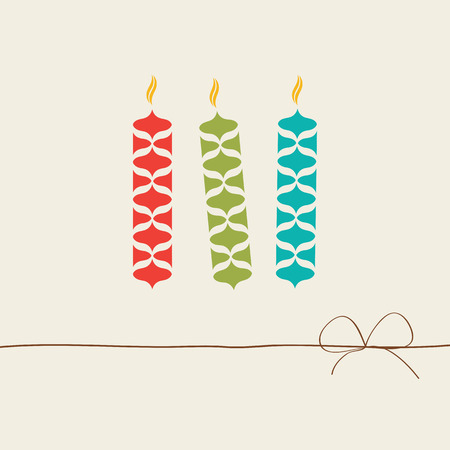 vintage greeting card with 3 candlesのイラスト素材
