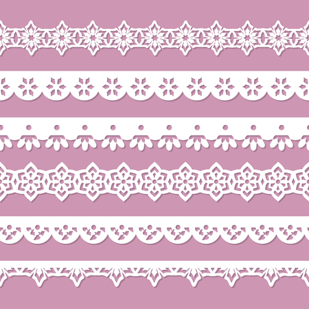seamless paper laces on the pink backgroundのイラスト素材