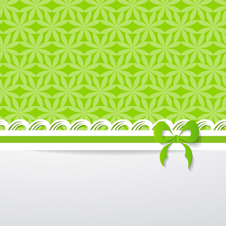 Green background with a floral pattern, a paper ribbon. A seamless pattern and a seamless border are included in the palettesのイラスト素材