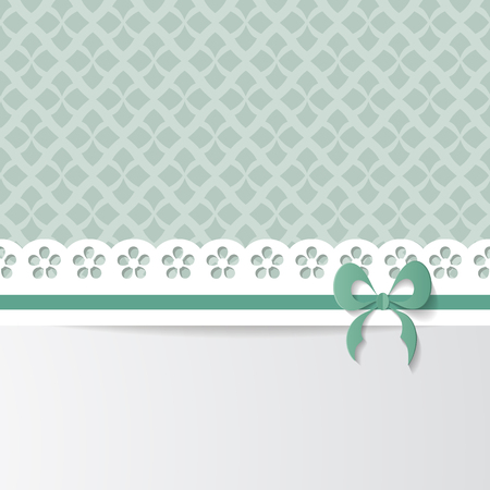 background with a pattern and a floral paper ribbon with a bow. A seamless pattern and a seamless border are included in the palettesのイラスト素材