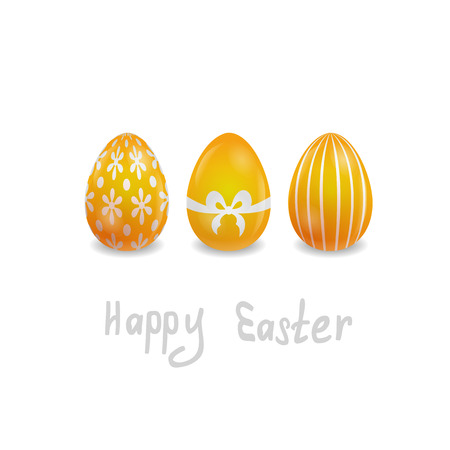 Easter card with 3 painted eggs on the white backgroundのイラスト素材