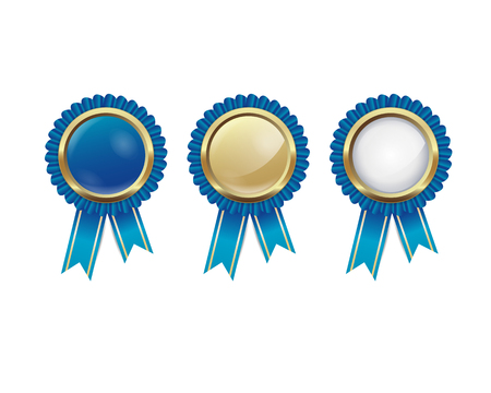 3 blue badgesのイラスト素材