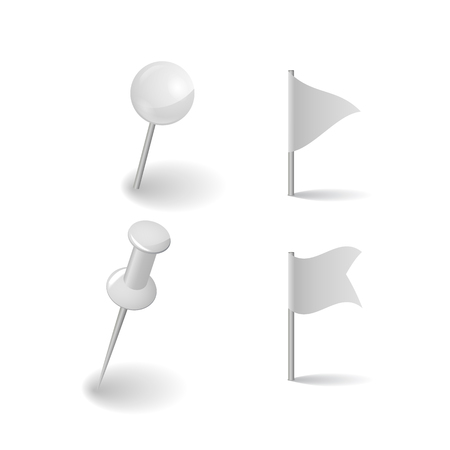 white pins and flagsのイラスト素材