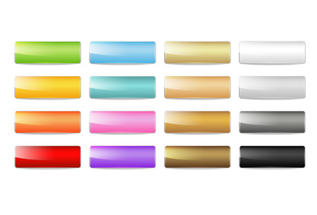 set of 16 glossy rectangular buttonsのイラスト素材