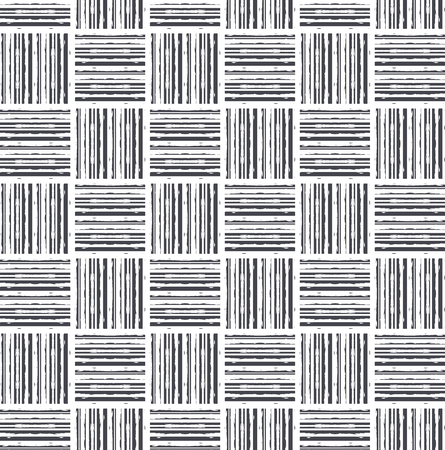 Grunge monochrome black and white seamless pattern with linesのイラスト素材