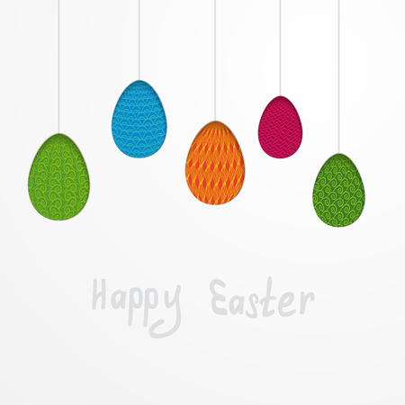 easter greeting card with hanging eggsのイラスト素材