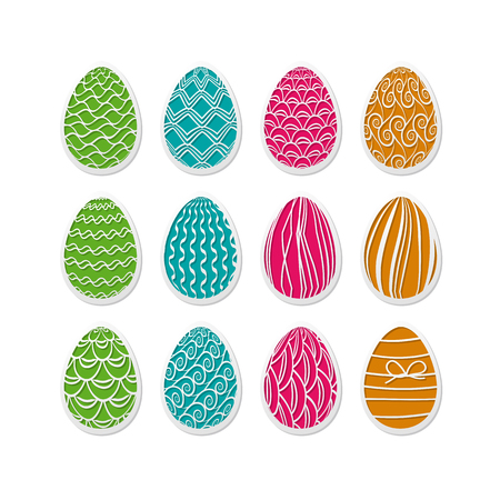 set of patterned Easter egg iconsのイラスト素材