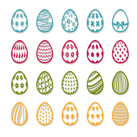 set of 20 color Easter egg iconsのイラスト素材