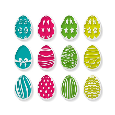 set of paper eggs with patternsのイラスト素材