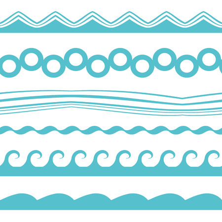 seamless blue wavy horizontal patternsのイラスト素材