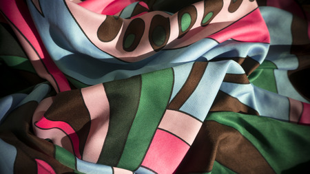 colorfull fabric close-up with textile textureの写真素材