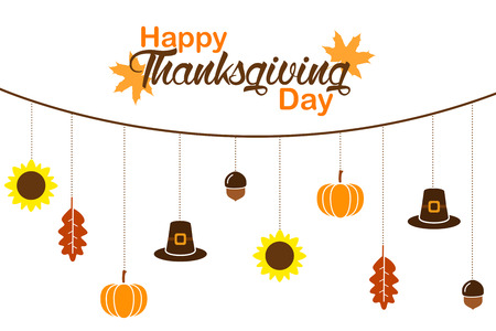 Happy Thanksgiving day card on white background illustration.の写真素材