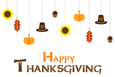 Happy Thanksgiving day card on white background illustration.の写真素材