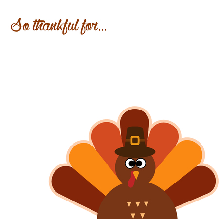 Happy Thanksgiving Cartoon Turkey on white background Thanksgiving poster.の写真素材