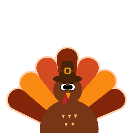 Happy Thanksgiving Cartoon Turkey on white background Thanksgiving poster.の写真素材