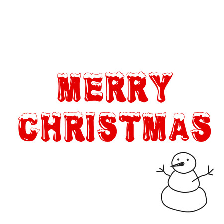 Merry Christmas greeting card design template layout on white background with snowman, text with hand drawing snowman.の写真素材