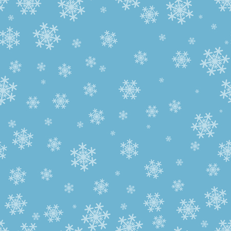 Snowflakes seamless Christmas pattern on blue background.の写真素材