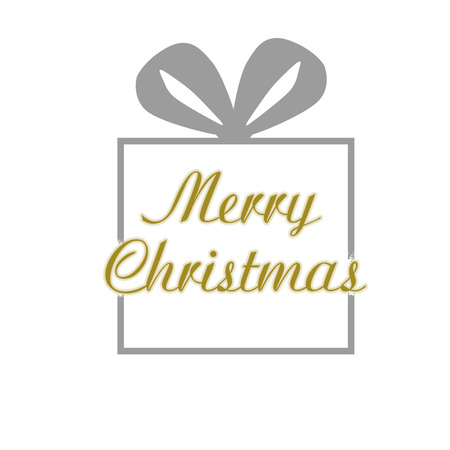 Merry Christmas greeting card design template layout on white background with gift.の写真素材
